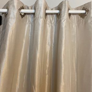 1 panel gold satin curtain fully lined 8 detailed 2” metal rings 50”x95”L